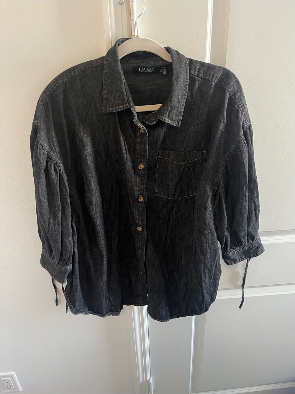 Lauren Ralph Lauren Washed Black Button-Down Shirt